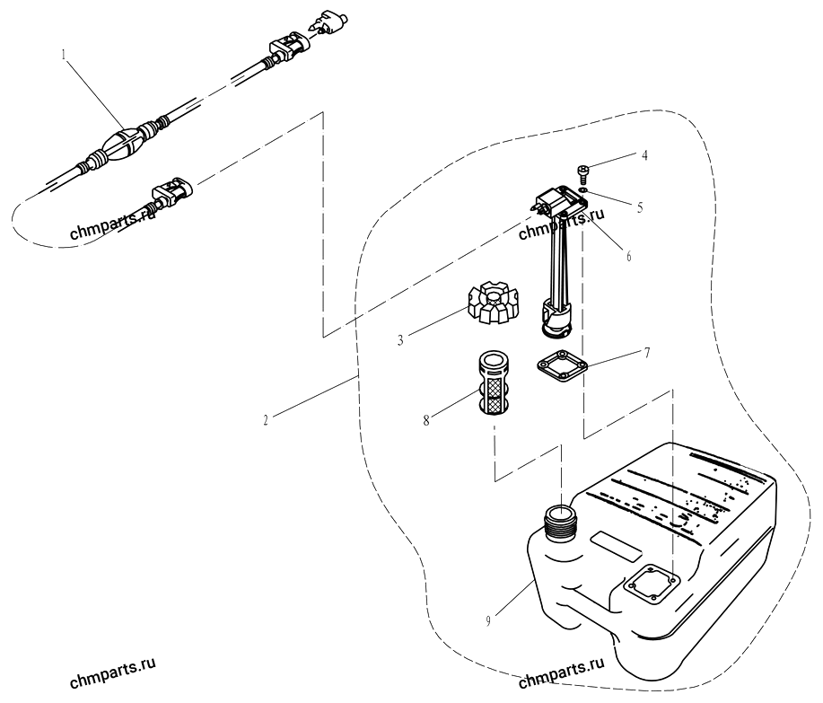Бак топливный, шланг