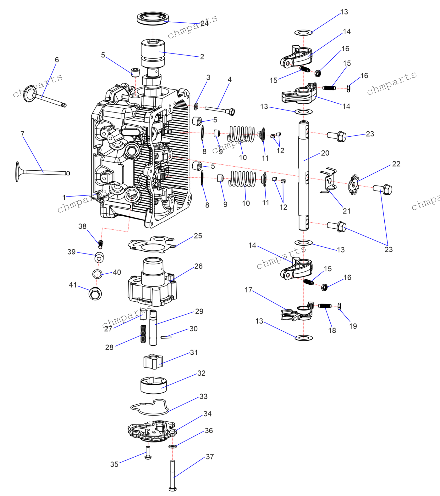 Детали головки блока, насос масляный