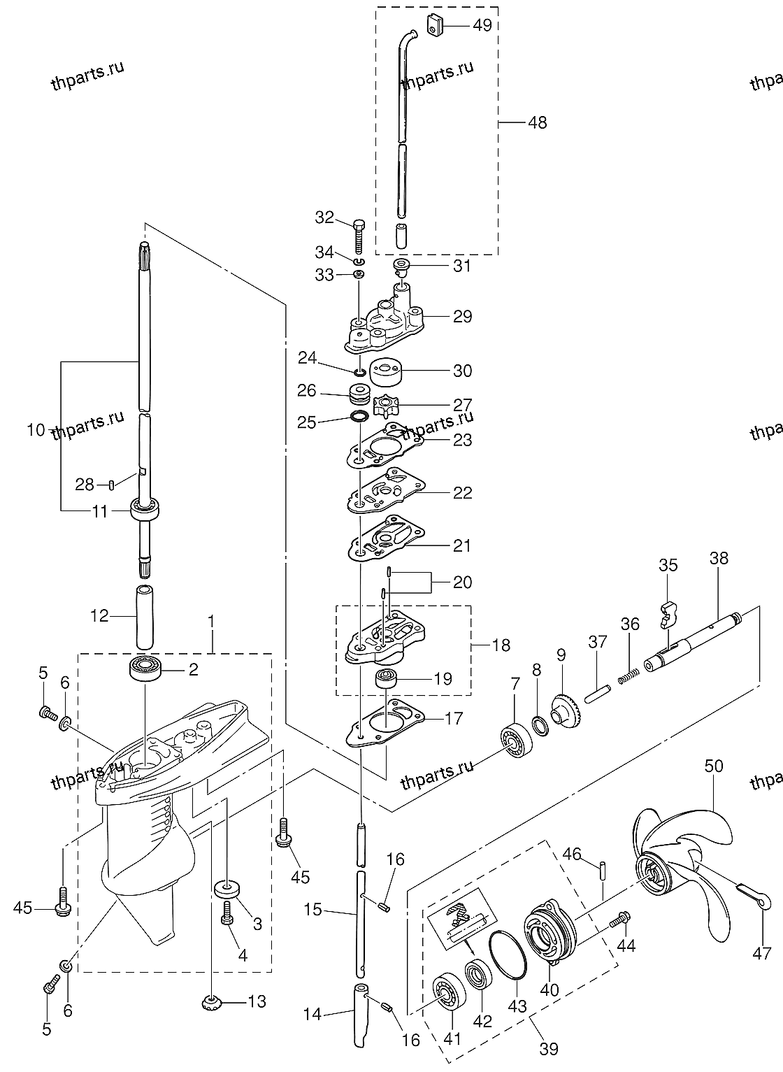 Редуктор, винт гребной