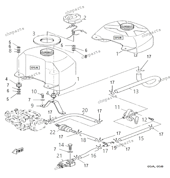 Бак топливный, кран, фильтр