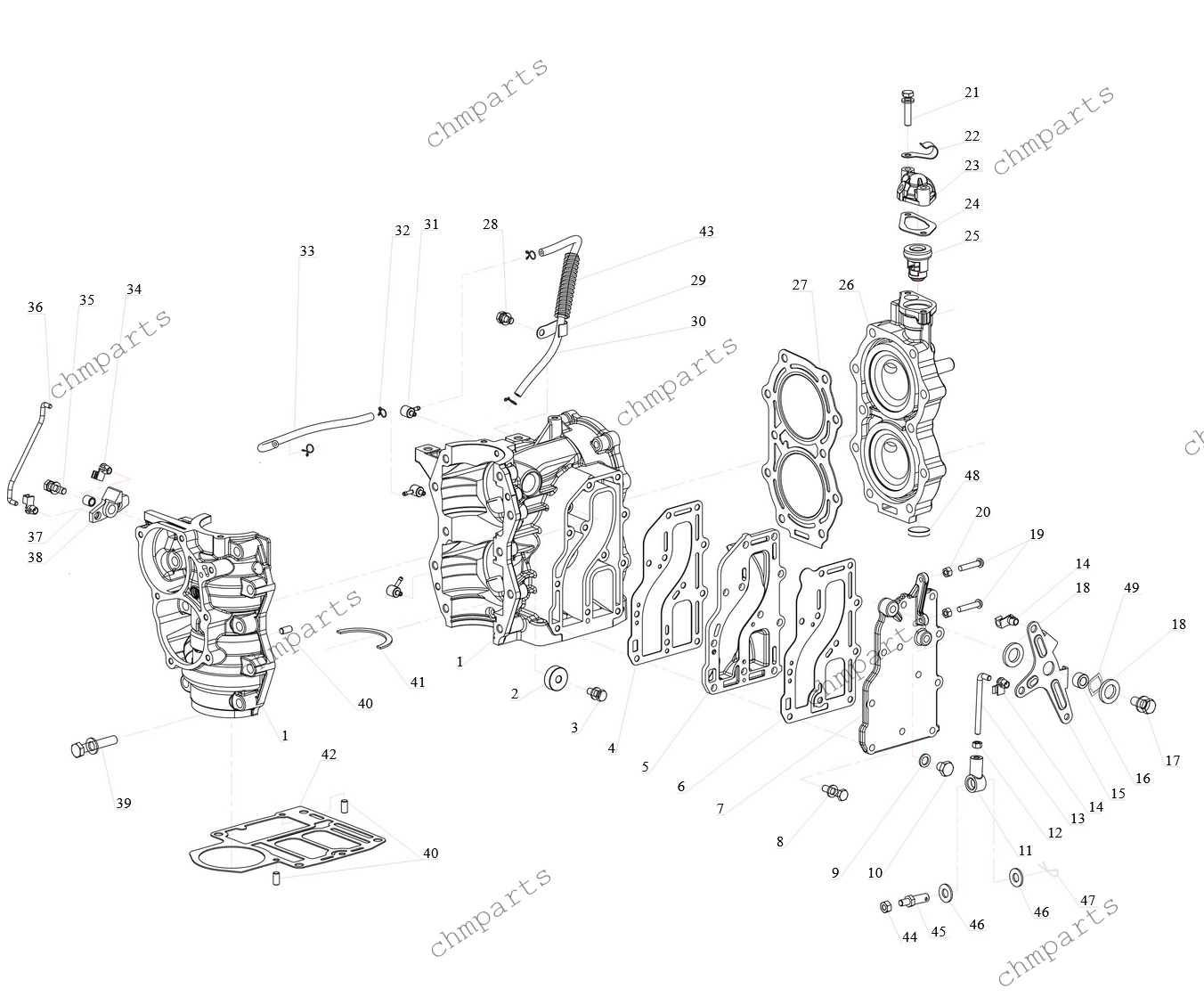 Блок цилиндров, головка, термостат