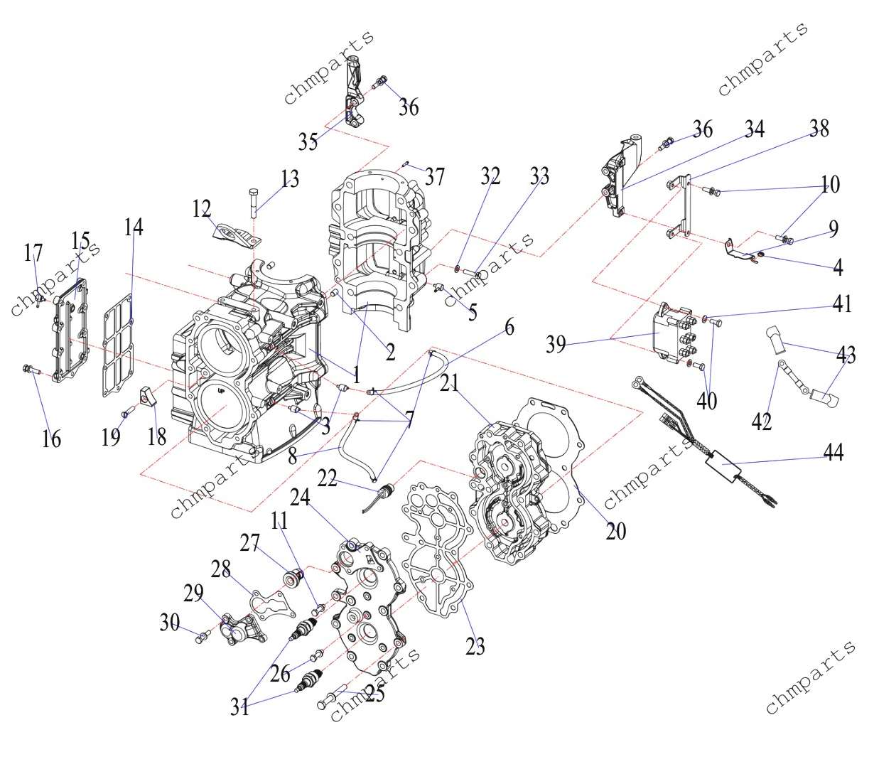 Блок цилиндров, головка, термостат