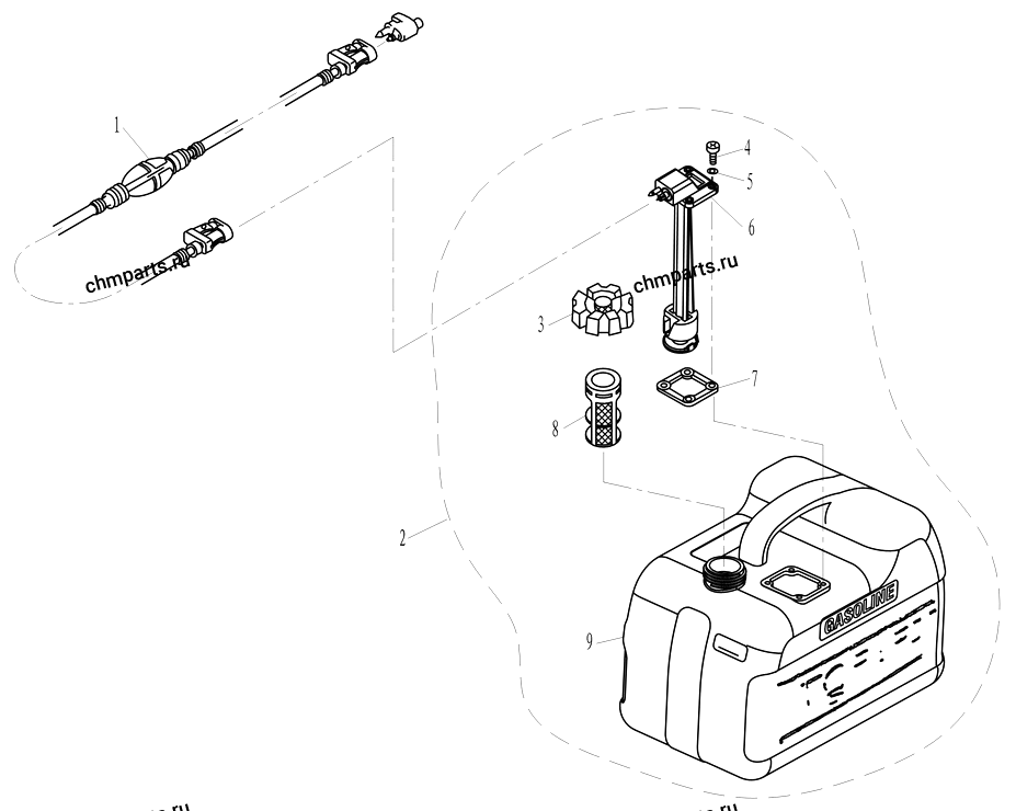 Бак топливный, шланг