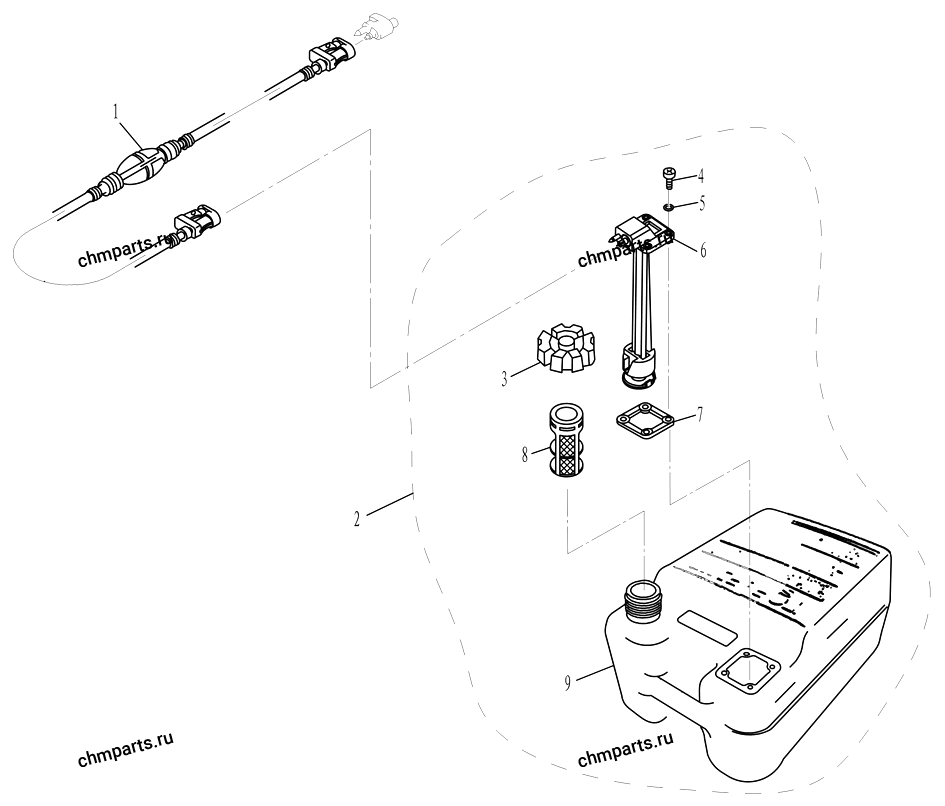 Бак топливный, шланг