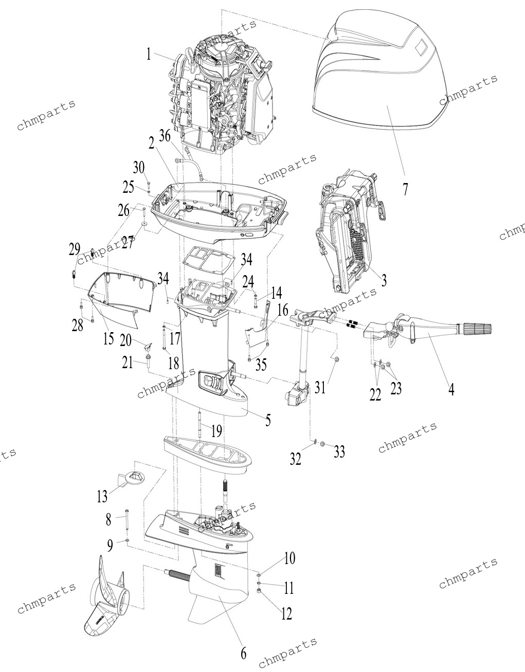 Детали в сборе, анод редуктора