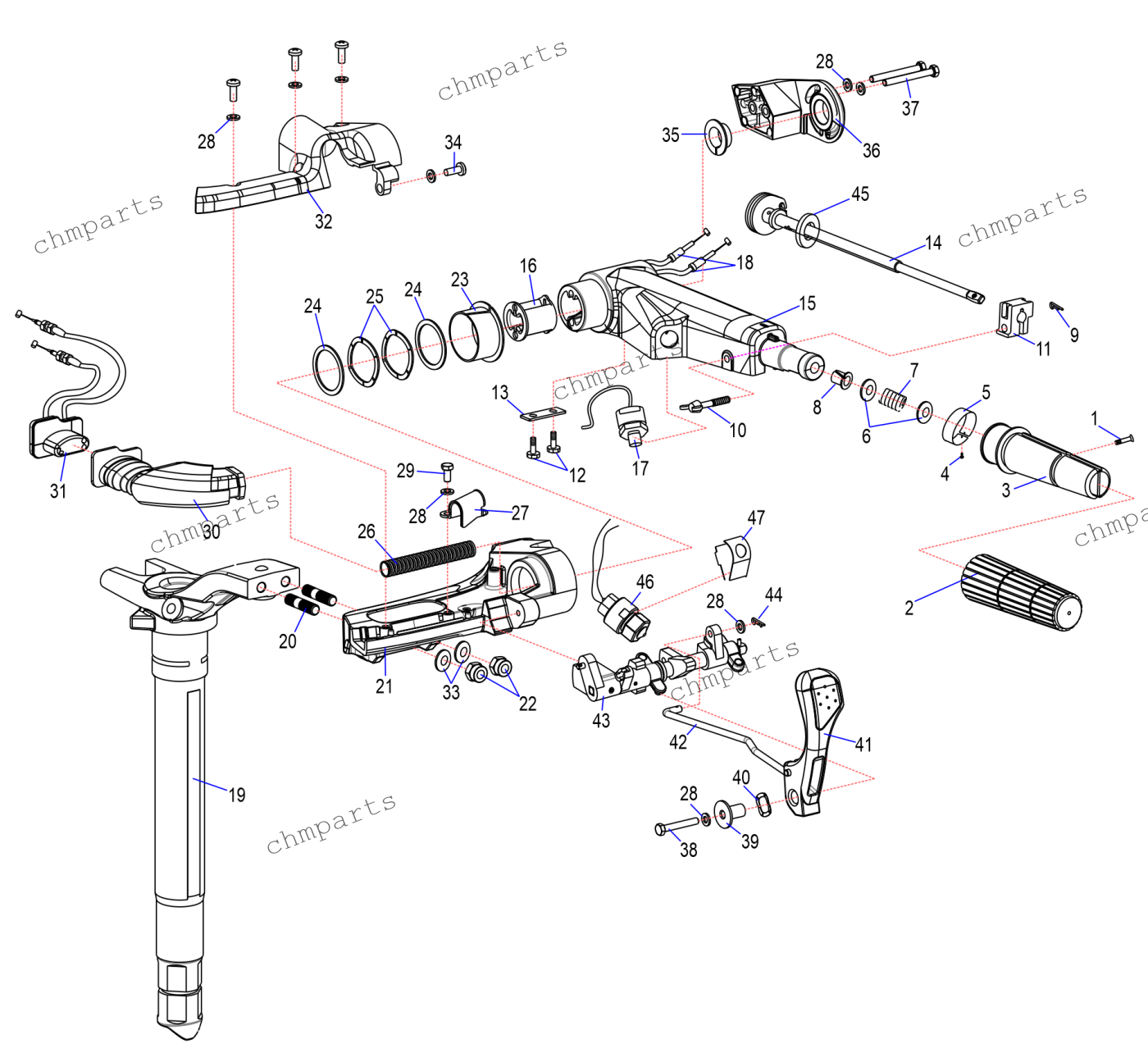 Румпель, ручка переключения