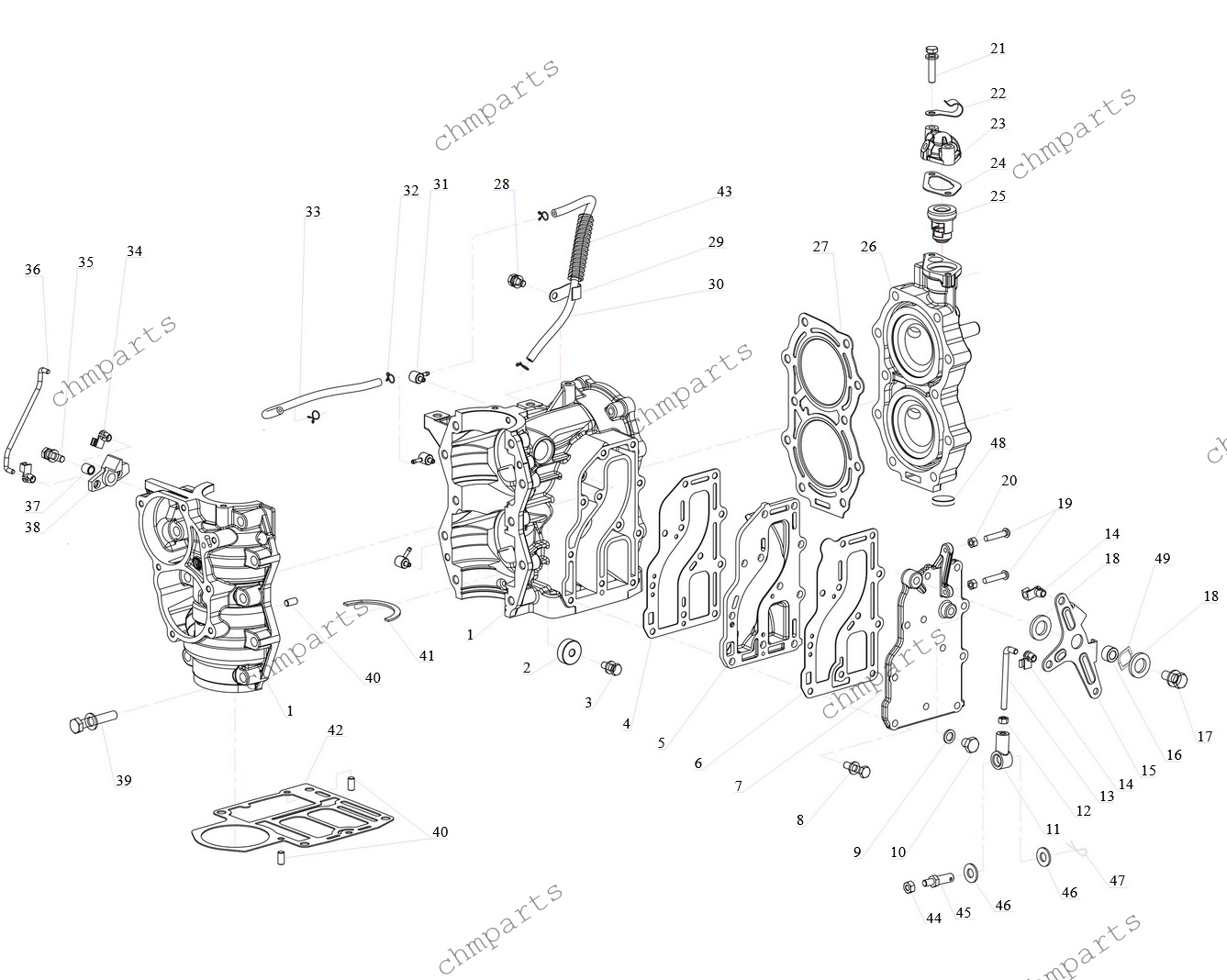 Блок цилиндров, головка, термостат