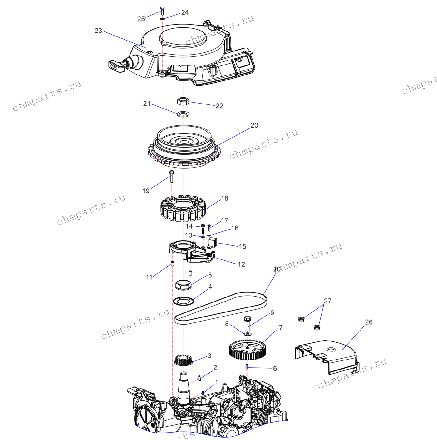 Маховик, статор, ремень ГРМ